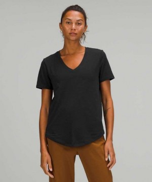 Lululemon Love V-Neck T-Shirt Kadın Üstler Siyah | DSCYOM-310