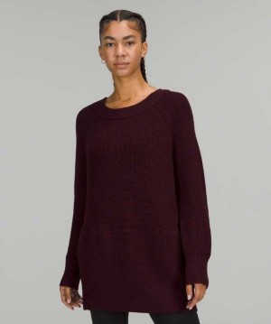 Lululemon Merino Wool Pullover Sweater Kadın Süveter Cassis | RIPTDN-234