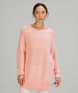 Lululemon Merino Wool Pullover Sweater Kadın Süveter Pembe | TKHCYJ-472