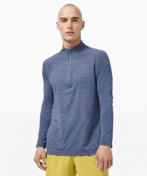 Lululemon Metal Vent Tech 1/2 Zip 2.0 Erkek Üstler Mavi | ICWNMU-817