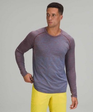 Lululemon Metal Vent Tech LS 2.0 Erkek Üstler Kahverengi Mavi | ZSHKWQ-780