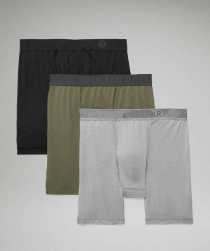 Lululemon Mixed Boxer 7" 3 Pack Erkek İç Giyim Siyah Gri Zeytin Yeşili | WGZJXA-340