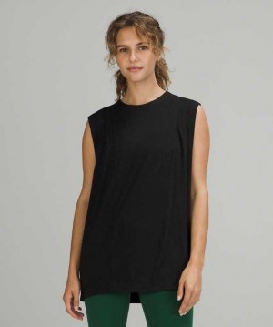 Lululemon Modal Pleated Shoulder Kadın Üstler Siyah | JYZEPI-302