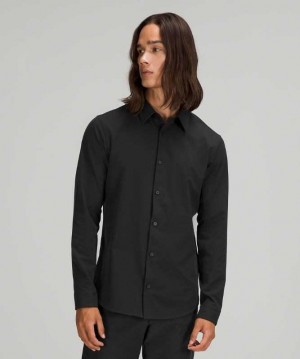 Lululemon New Venture Long Sleeve Shirt Erkek Üstler Siyah | IHLRBV-835