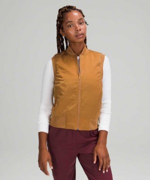 Lululemon Non-Stop Bomber Vest Reversible Kadın Mont Bej Rengi | RFDCQM-214
