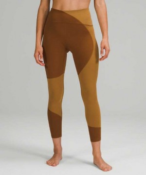 Lululemon Nulu Colour Block High-Rise Tight 25" Kadın Tayt Bakır Kahverengi Bej Rengi | TRFHOL-184