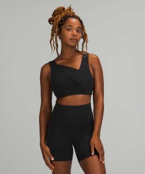 Lululemon Nulu Cross-Front Yoga Light Support, B/C Cup Kadın Spor Sütyeni Siyah | JQLUXC-285