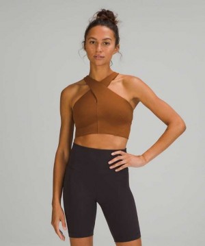 Lululemon Nulu™ Wrap-Front Long Line Kadın Spor Sütyeni Bakır Kahverengi | AMVRSY-953
