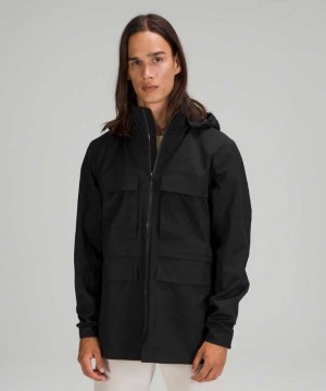 Lululemon Outpour StretchSeal Field Erkek Mont Siyah | NFLRAM-980