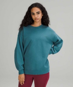 Lululemon Perfectly Oversized Crew Kadın Tişörtü Mavi | JVZEWD-079