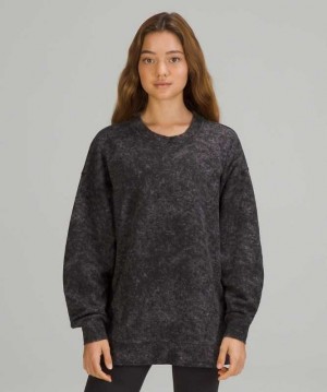 Lululemon Perfectly Oversized Crew Kadın Tişörtü Açık Mavi Baskılı Lavanta Siyah | KFZCOT-591