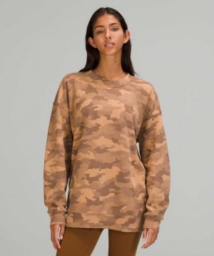 Lululemon Perfectly Oversized Crew Kadın Tişörtü Camo Bej Rengi | MBPIXC-940