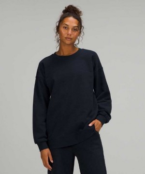 Lululemon Perfectly Oversized Crew Kadın Tişörtü Lacivert | NIDOYE-751