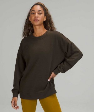 Lululemon Perfectly Oversized Crew Kadın Tişörtü Koyu Zeytin Yeşili | FQNEZT-190