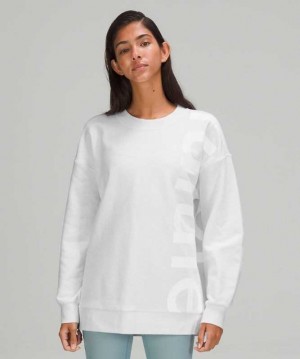 Lululemon Perfectly Oversized Crew Logo Kadın Tişörtü Beyaz | TZROGD-692