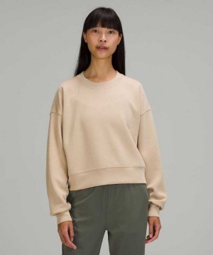 Lululemon Perfectly Oversized Cropped Crew Softstreme Kadın Tişörtü Trench | IYMNCT-124