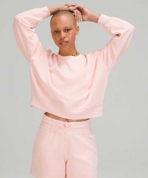 Lululemon Perfectly Oversized Cropped Crew Softstreme Kadın Tişörtü Pembe | JFCBIG-098