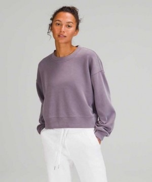 Lululemon Perfectly Oversized Cropped Crew Softstreme Kadın Tişörtü Lavanta | JGXCOL-159