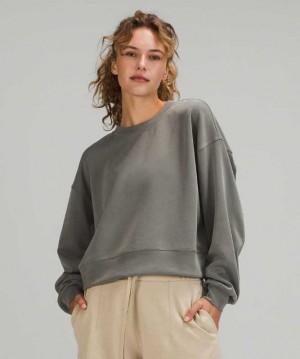 Lululemon Perfectly Oversized Cropped Crew Softstreme Kadın Tişörtü Gri | QNAVSE-184