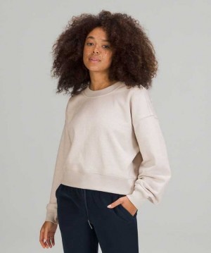 Lululemon Perfectly Oversized Cropped Crew Spark Kadın Tişörtü Beyaz | RVZABY-062