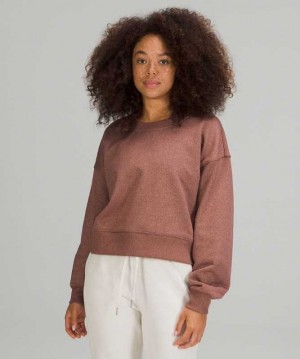 Lululemon Perfectly Oversized Cropped Crew Softstreme Kadın Tişörtü Smoky Topaz | BUQGPF-984