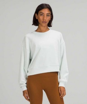 Lululemon Perfectly Oversized Cropped Crew Softstreme Kadın Tişörtü Ocean Air | FUWLJV-042