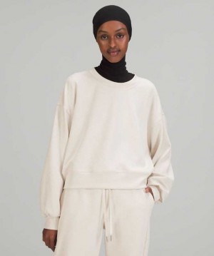 Lululemon Perfectly Oversized Cropped Crew Softstreme Kadın Tişörtü Beyaz | GTMVEZ-738