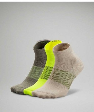 Lululemon Power Stride Ankle 3P Erkek Çorap Sarı Zeytin Yeşili | KRBNPY-490