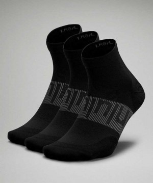 Lululemon Power Stride Ankle 3 Pack Erkek Çorap Siyah | YLZENB-903