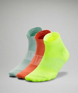 Lululemon Power Stride Ankle 3 Pack Kadın Çorap Sarı Yeşil Turuncu | QIFTAC-724