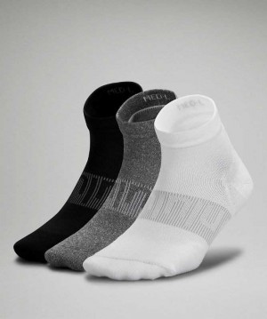 Lululemon Power Stride Ankle 3 Pack Kadın Çorap Beyaz Gri Siyah | GJQLUZ-475