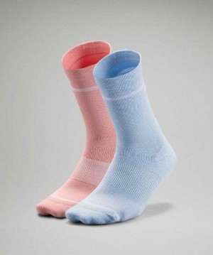 Lululemon Power Stride Crew 2P Kadın Çorap Mavi Pembe | DPARBL-380