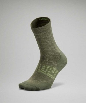 Lululemon Power Stride Crew Camo Erkek Çorap Yeşil | SQICJH-324