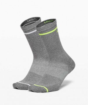 Lululemon Power Stride Crew Stripe 2 Pack Box Set Erkek Çorap Gri | ONWFBA-530