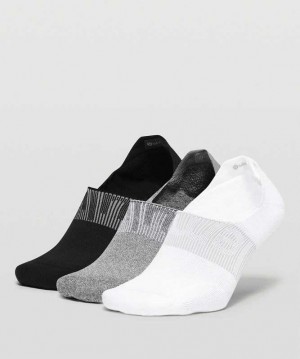 Lululemon Power Stride No-Show with Active Grip 3 Pack Erkek Çorap Beyaz Gri Siyah | JONSVY-984