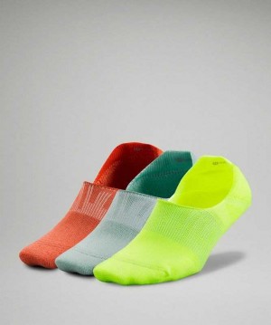 Lululemon Power Stride No-Show with Active Grip 3 Pack Kadın Çorap Sarı Yeşil Turuncu | OHSQPC-304