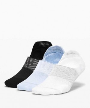 Lululemon Power Stride No-Show with Active Grip 3 Pack Kadın Çorap Beyaz Mavi Siyah | BQERXI-436