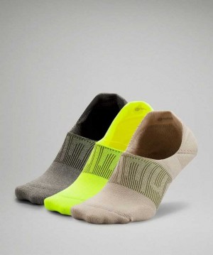 Lululemon Power Stride No-Show with Active Grip 3 Pack Erkek Çorap Sarı Gri | SBWFUM-603