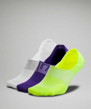 Lululemon Power Stride No-Show with Active Grip 3 Pack Erkek Çorap Sarı Beyaz Mor | CBXRNE-724