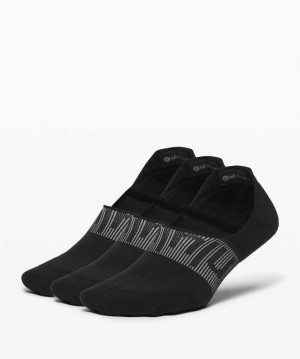 Lululemon Power Stride No-Show with Active Grip 3 Pack Kadın Çorap Siyah | VTSZHI-950