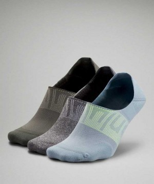 Lululemon Power Stride No-Show with Active Grip 3 Pack Erkek Çorap Gri Gri | ZWDKEC-128