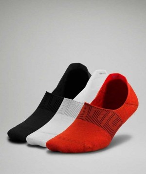 Lululemon Power Stride No-Show with Active Grip 3 Pack Kadın Çorap Kırmızı Beyaz Siyah | DJMZVW-284