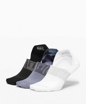 Lululemon Power Stride No-Show with Active Grip 3 Pack Erkek Çorap Beyaz Mavi Siyah | ALKFJU-394