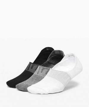 Lululemon Power Stride No-Show with Active Grip 3 Pack Kadın Çorap Beyaz Gri Siyah | FJHPIU-426