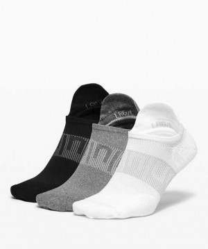 Lululemon Power Stride Tab 3 Pack Erkek Çorap Beyaz Gri Siyah | ITUOSD-732