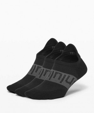 Lululemon Power Stride Tab Anti-Stink 3 Pack Kadın Çorap Siyah | VXATHC-807
