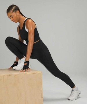Lululemon Power Thru High-Rise Tight 25" Kadın Tayt Siyah | AKNLBG-653