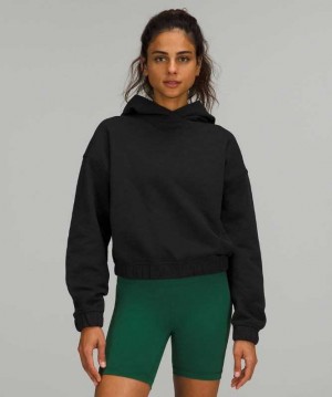 Lululemon Relaxed Cropped Kadın Kapşonlu Siyah | BHEOKM-024