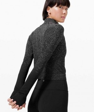 Lululemon Rest Less Cropped 1/2 Zip Kadın Üstler Siyah Beyaz | XRTVSP-509