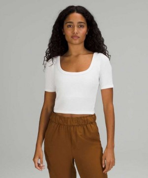 Lululemon Ribbed Held Tight Sleeve Shirt Kadın Üstler Beyaz | CDAZEN-019